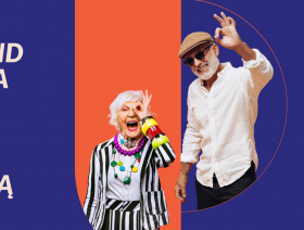 Grafika zapraszająca na Weekend seniora z kulturą