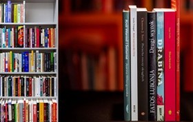 Grzbiety 137 książek zgłoszonych do Nagrody Angelus 2025 oraz 7 książek, które znalazły się w finale Nagrody Angelus 202