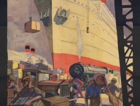 Gdynia. Nowy port nad Bałtykiem - plakat z wizerunkiem statku