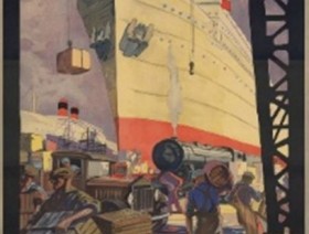 Plakat promujący gdyński port, autorstwa Stefana Norblina